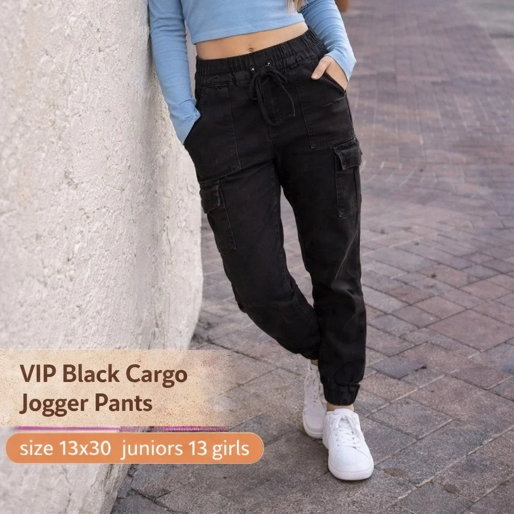 VIP Black Cargo Jogger Pants size 13x30 juniors 13